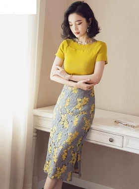 大码显瘦半身裙两件套装女