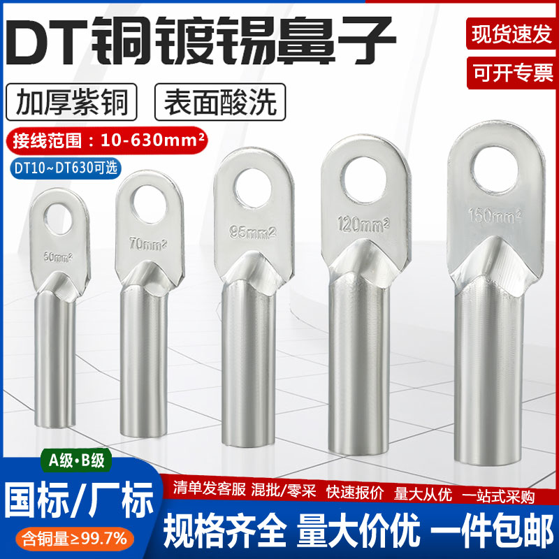 国标DT紫铜/镀锡线鼻子铜接头