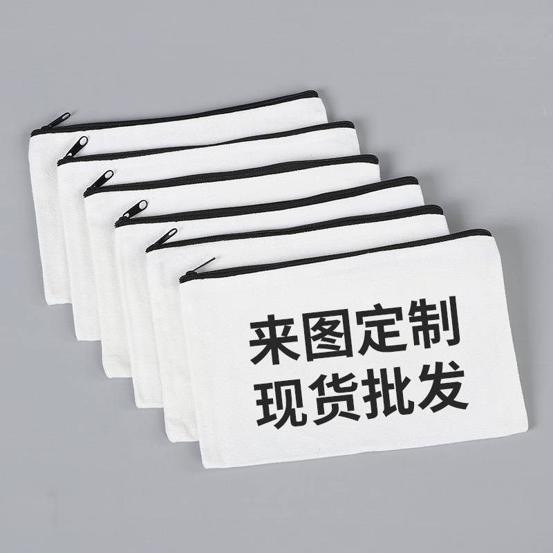 跨境帆布笔袋创意绘画印拉链收纳袋学生文具化妆品手拿包