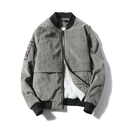灯芯绒外套男夹克2018新款棉袄加绒加厚棒球服男装外衣服加毛棉衣