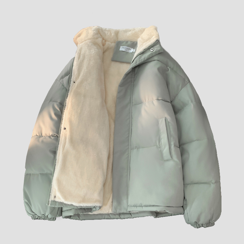 加绒棉衣男加厚面包服无帽立领棉袄褂子冬季外套保暖情女装上衣潮