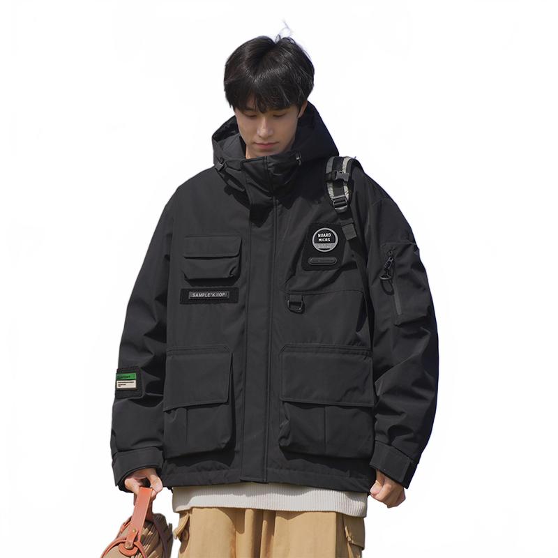 90绒羽绒服外套男冲锋衣保暖工装夹克户外防寒服连帽袄子褂子防水