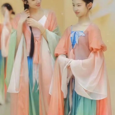 古典舞演出服儿童小豆苗同款花神春颂表演服飘逸纱衣上春山舞蹈服