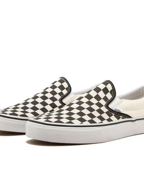 VANS范斯slip on经典黑白棋盘格一脚蹬男女休闲帆布鞋VN000EYEBWW