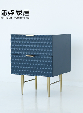 陆柒家居 北欧ins风床头柜 蓝色白色男孩房女孩房实木烤漆床头柜