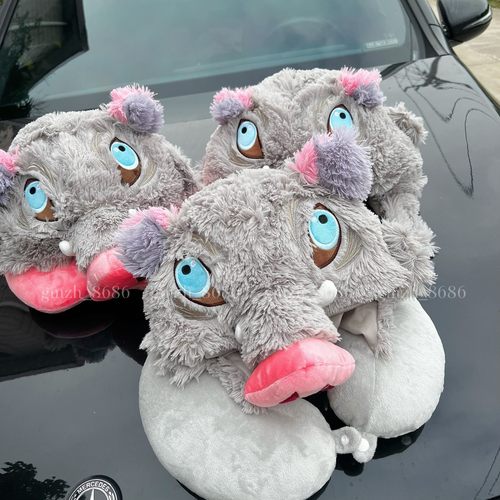 卡通搞怪猪猪头套连帽U型护颈枕