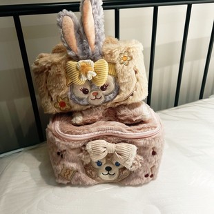 包邮】日式可爱兔子熊毛绒手提化妆包分隔旅行便携化妆品收纳包女
