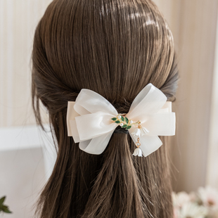 娟纱头饰成人优雅头花淑女布艺蝴蝶结发夹顶夹子盘发饰品百搭马尾