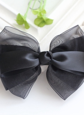 森系绢纱蝴蝶结发夹顶夹头饰品韩式盘发头花韩版手工发饰M1859