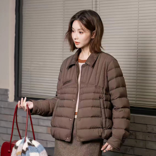 零压力 26早春轻羽绒翻领90白鸭绒防风休闲百搭宽松外套女892A07