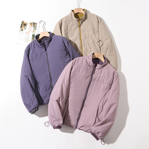 暖绒泡芙!2025冬新款驼绒两面穿立领棉服防风保暖宽松厚外套89237