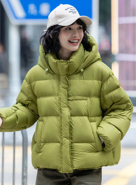 小暖包羽绒！冬款新国标90白鸭绒宽松百搭保暖连帽羽绒服#892A68