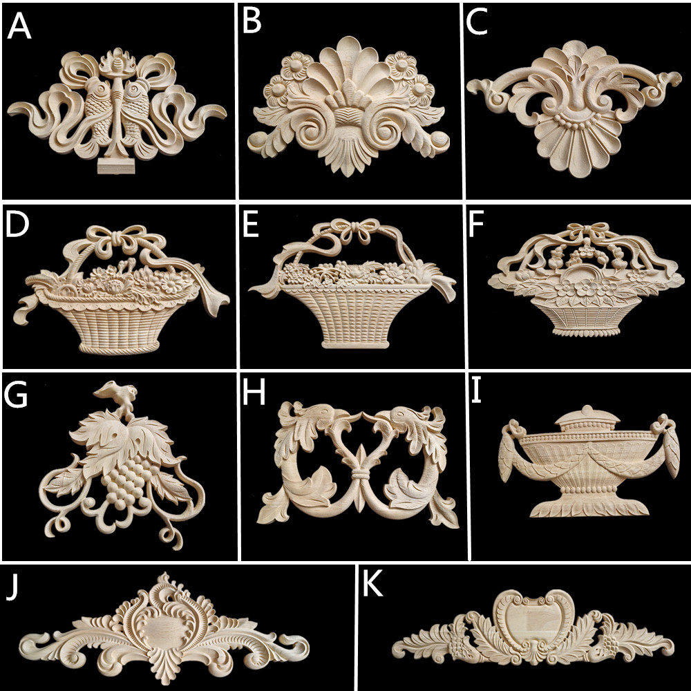 东阳木雕 欧式贴花 木雕花贴片 实木门花 家具装饰花片门心花精雕