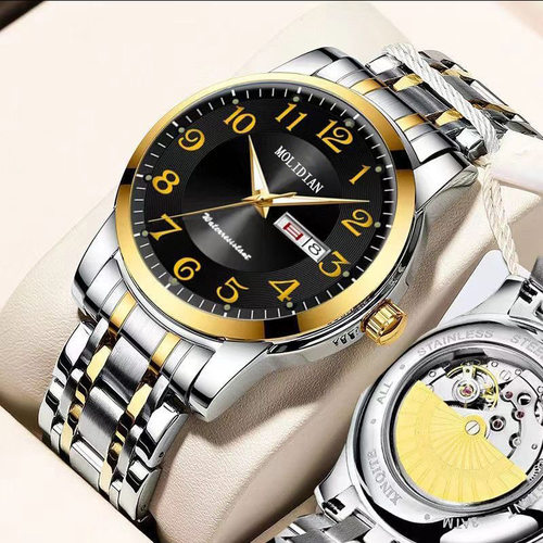 瑞士手表男士纯机械表不用电池全自动上弦防水数字双日历大表盘