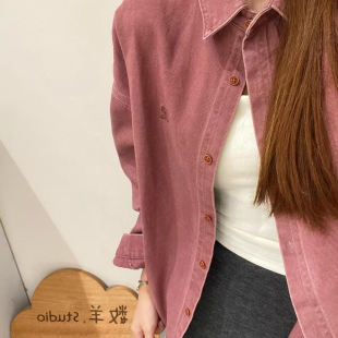 秋季新款复古文艺纯棉长袖衬衫女宽松休闲灯芯绒上衣方领时尚衬衣
