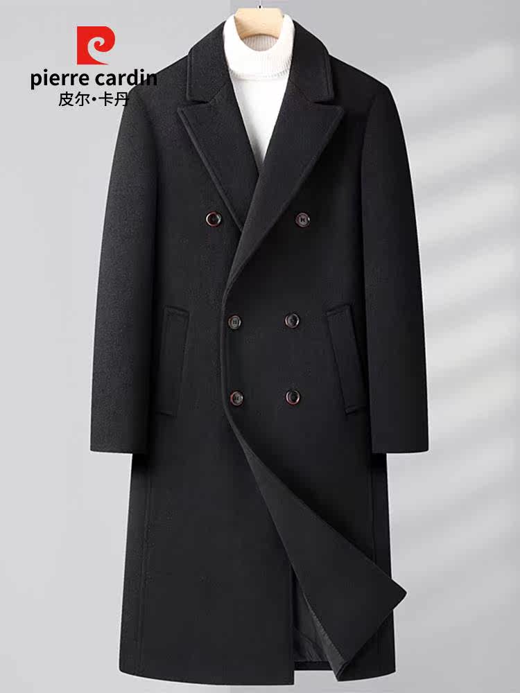 皮尔卡丹毛呢大衣男秋冬新款风衣双排扣长款过膝韩版修身呢子大衣高性价比高么？