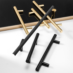 现代简约衣柜门橱柜拉手把手简欧式北欧风格黑色轻奢金色加长把手