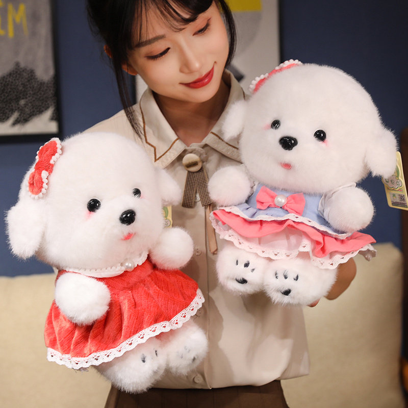 宠物狗狗毛绒玩具小比熊公仔小狗玩偶仿真陪伴娃娃抱枕儿童睡觉抱
