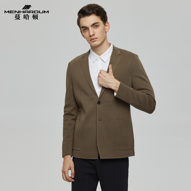 MENHARDUM/蔓哈顿秋装新品羊毛混纺休闲西服单排扣大口袋单西便服