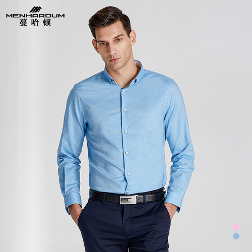蔓哈顿春季新款简单纯色立领衬衫