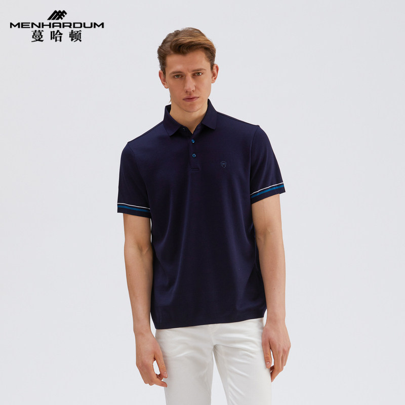 Menhardum/蔓哈顿夏季男士翻领短袖T恤商务休闲logo烫钻Polo衫男,男装,T恤,淘宝优惠券,粉丝福利购,淘宝优惠卷