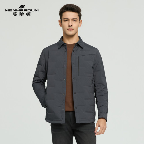 MENHARDUM/蔓哈顿冬季新品鸭绒羽绒服中年翻领简约时尚羽绒外套男