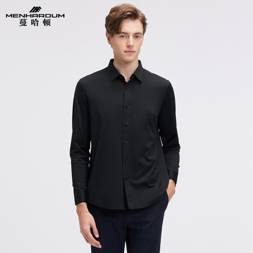 蔓哈顿商务纯棉针织长袖衬衫