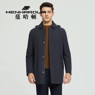 MENHARDUM/蔓哈顿可脱卸兔毛皮内胆尼克服中长款可脱卸帽鹅绒外套