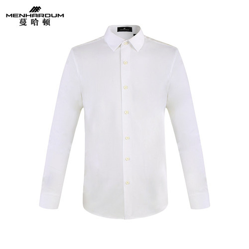 MENHARDUM/蔓哈顿冬装新款时尚长袖衬衫男士纯色莫代尔混纺衬衣