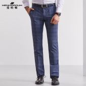 蔓哈顿春装 绵羊毛混纺暗格纹裤 套西西装 下裤 子男 西裤 Menhardum