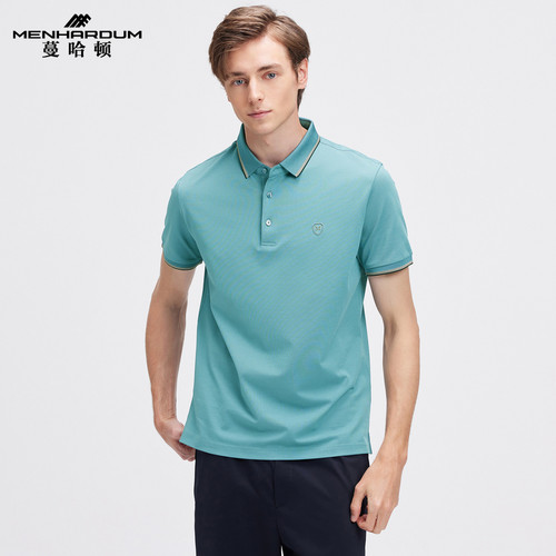 蔓哈顿桑蚕丝混纺短袖Polo衫