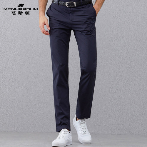 蔓哈顿上班纯色商务合体休闲裤