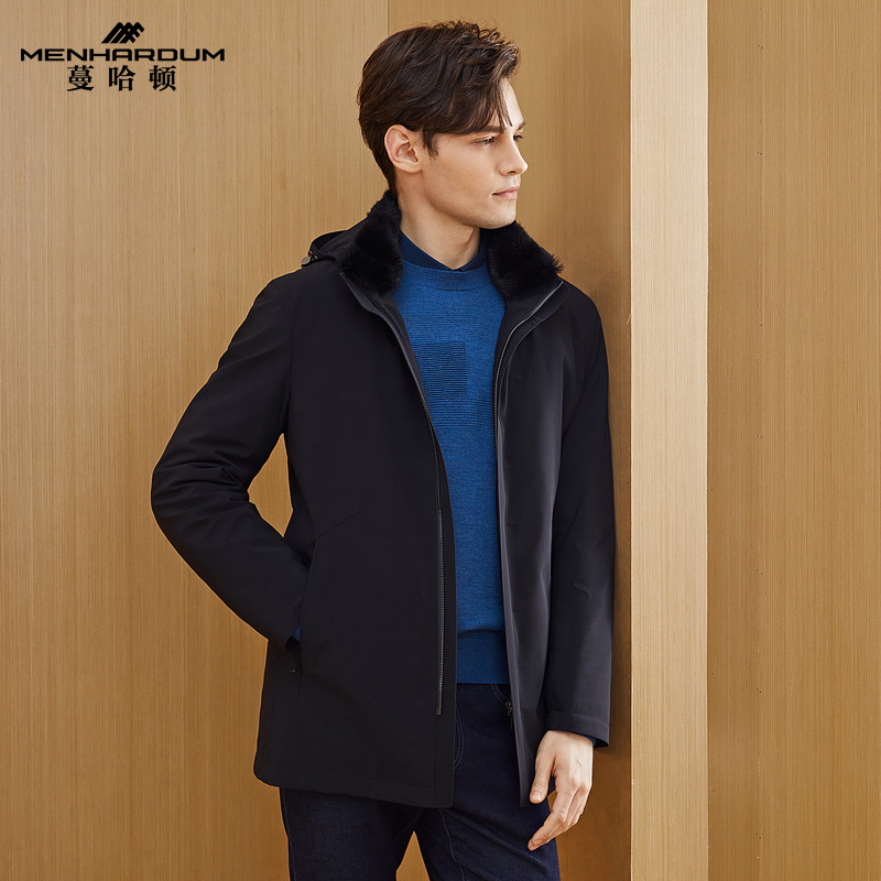 MENHARDUM/蔓哈顿冬季新品水貂毛皮尼克服保暖舒适连帽高端皮草男