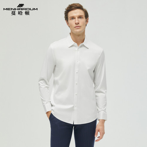 MENHARDUM/蔓哈顿秋冬新品品质长袖衬衫莱赛尔桑蚕丝混纺白色衬衣