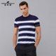 新款 男士 圆领套头针织短T青年条纹T恤衫 蔓哈顿夏季 短袖 上衣潮