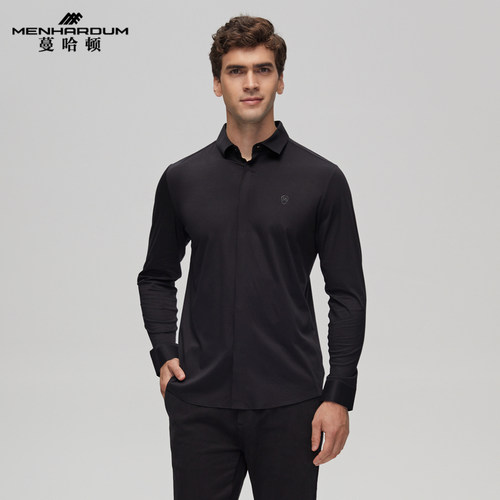 蔓哈顿秋季新品修身纯色休闲衬衫