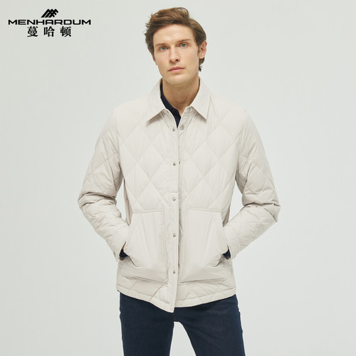 MENHARDUM/蔓哈顿冬季新品鹅绒羽绒服年轻时尚翻领薄款羽绒外套男
