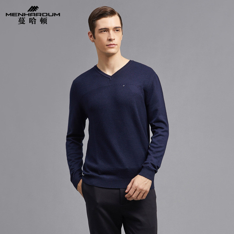 蔓哈顿秋冬季针织衫上衣男士打底衫纯色休闲柔软舒适保暖V领毛衣,男装,针织衫/毛衣,淘宝优惠券,粉丝福利购,淘宝优惠卷