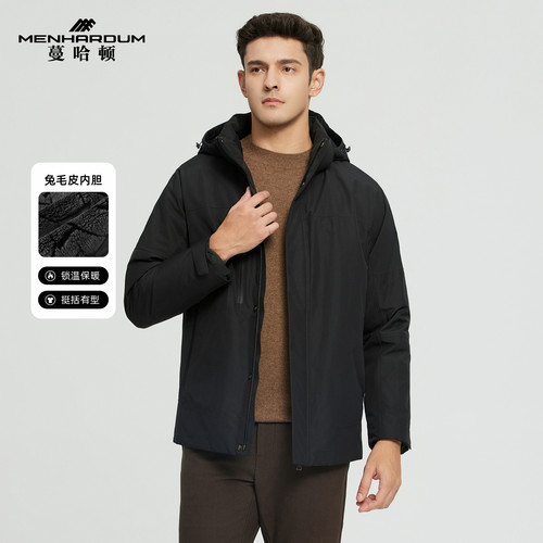 MENHARDUM/蔓哈顿冬季新品兔毛皮内胆尼克服鹅绒填充高品质男装