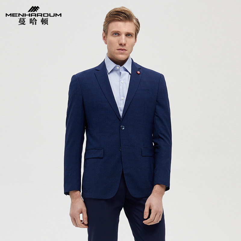 MENHARDUM/蔓哈顿春季新品商务单西西服绵羊毛桑蚕丝混纺西装A版