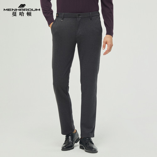 MENHARDUM/蔓哈顿秋冬新品保暖休闲裤中年男士时尚长裤针织裤子