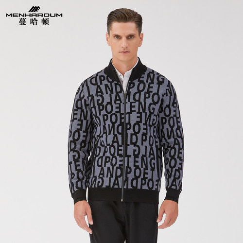 蔓哈顿男装秋季新品男士商务休闲针织外套棒球领羊绒开衫毛衣