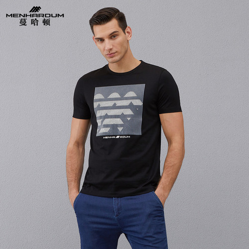 蔓哈顿中年圆领套头透气t恤衫