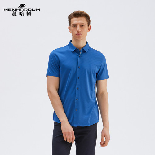 夏季商务休闲透气翻领短袖衬衣