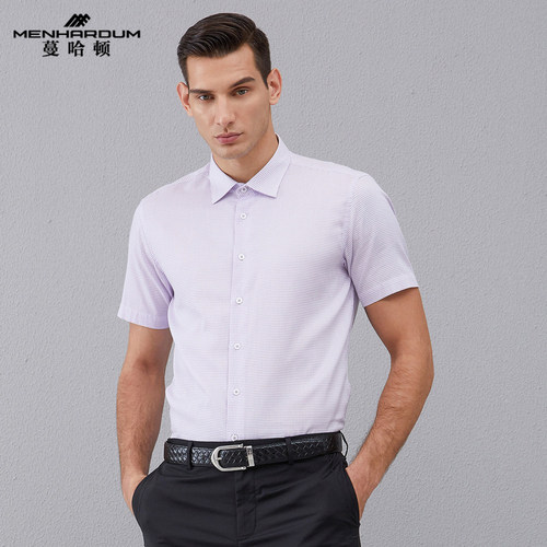 正装商务绅士尖领透气短袖衬衣