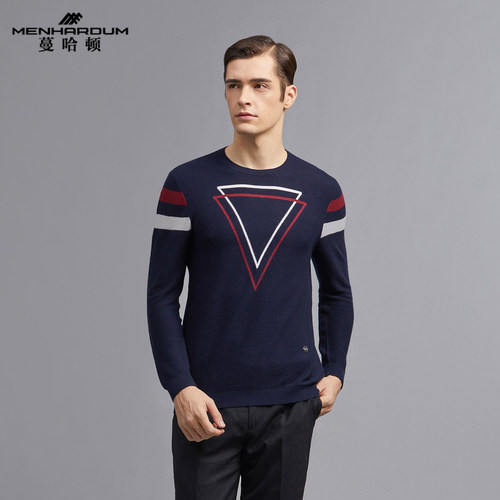 蔓哈顿秋季都市圆领羊毛衫男士