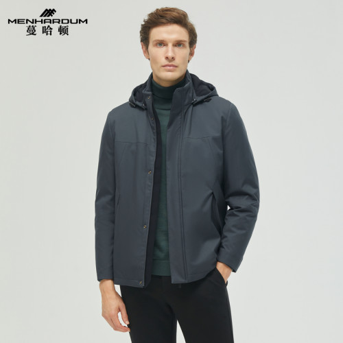 MENHARDUM/蔓哈顿冬季新品高端尼克服兔毛皮内里白鹅绒羽绒外套男