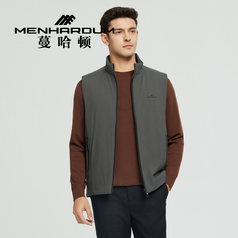 MENHARDUM/蔓哈顿冬季新品轻便通勤立领棉衣马甲简约纯色轻薄棉服