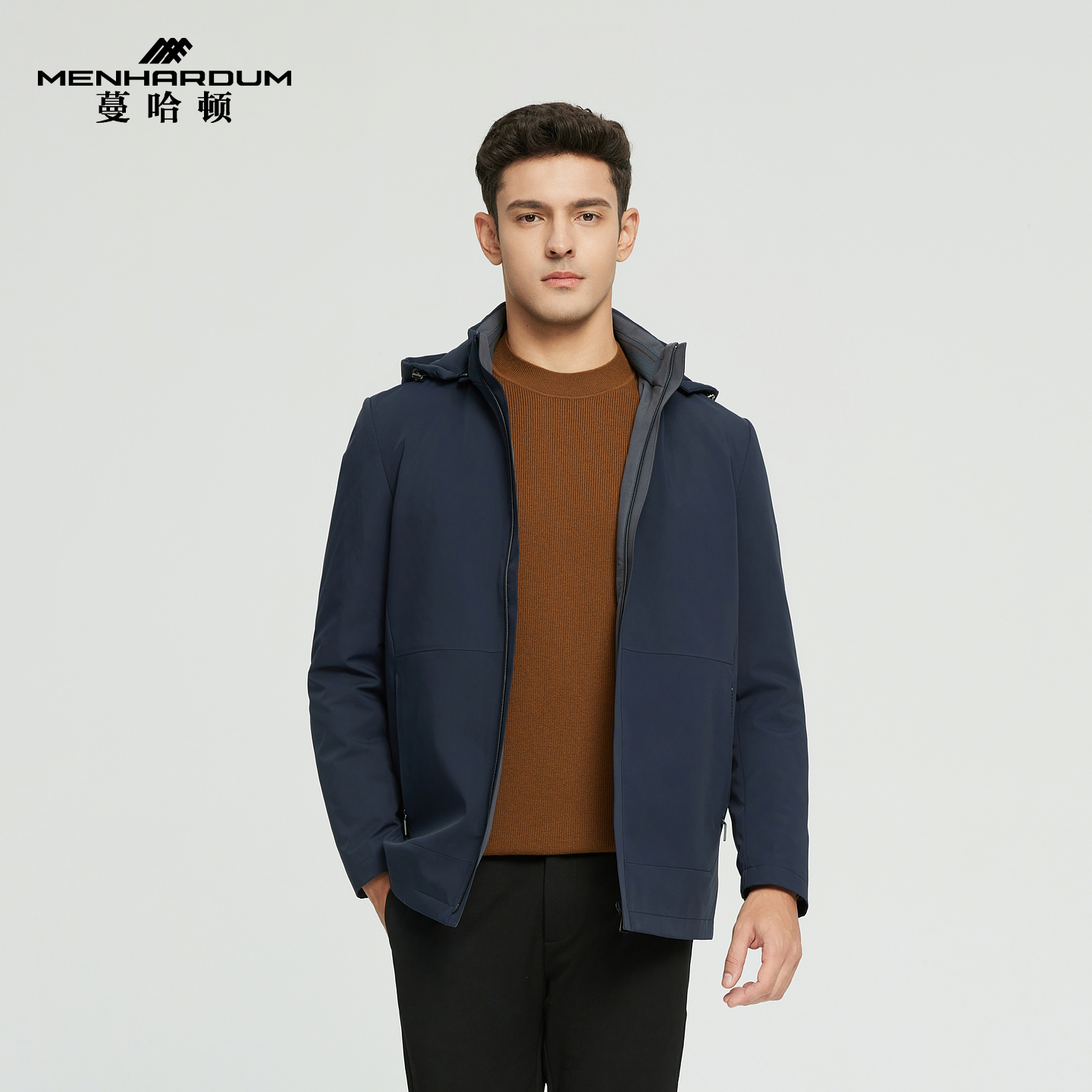 MENHARDUM/蔓哈顿冬季新品商务男装可脱卸帽羽绒服轻薄鸭绒外套