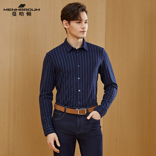 蔓哈顿竖条纹显瘦长袖T恤